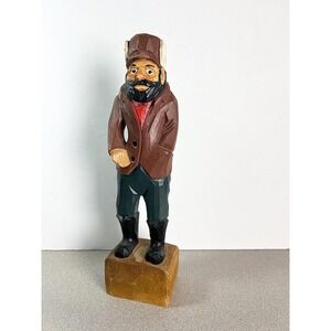 Vintage Carved Folk Art Outdoors Man Woodsman Wood 14" figure handpainted